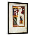 Gerahmtes Bild von Zürich Buchmalerei "Christian von Hamle / aus: Codex Manesse", Kunstdruck im hochwertigen handgefertigten Bilder-Rahmen, 70x100 cm, Schwarz matt