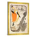 Gerahmtes Bild von Henri de Toulouse-Lautrec "Reproduction of a poster advertising 'Jane Avril' at the Jardin de Paris, 1893", Kunstdruck im hochwertigen handgefertigten Bilder-Rahmen, 60x80 cm, Gold raya