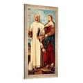 Gerahmtes Bild von Bonifazio Veronese "Die Heiligen Bruno und Katharina von Alexandrien", Kunstdruck im hochwertigen handgefertigten Bilder-Rahmen, 50x100 cm, Silber raya