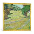 Gerahmtes Bild von Vincent van Gogh Field in Sunlight, 1888", Kunstdruck im hochwertigen handgefertigten Bilder-Rahmen, 80x60 cm, Gold raya