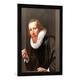 Gerahmtes Bild von Werner van den Valckert Porträt eines Herrn mit Ring, Kunstdruck im hochwertigen handgefertigten Bilder-Rahmen, 50x70 cm, Schwarz matt