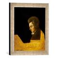 Gerahmtes Bild von Wolfgang Amadeus Mozart "Mozart am Klavier", Kunstdruck im hochwertigen handgefertigten Bilder-Rahmen, 30x30 cm, Silber raya