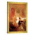 Gerahmtes Bild von Joseph Mallord William Turner A Music Party, East Cowes Castle (Music at East Cowes Castle), Kunstdruck im hochwertigen handgefertigten Bilder-Rahmen, 50x70 cm, Gold raya