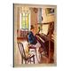 Gerahmtes Bild von Sergej Arsenjewitsch WinogradowAm Klavier, Kunstdruck im hochwertigen handgefertigten Bilder-Rahmen, 50x70 cm, Silber raya