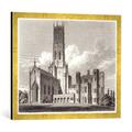 Gerahmtes Bild von James Storer South-east view of Fonthill Abbey, 1812", Kunstdruck im hochwertigen handgefertigten Bilder-Rahmen, 70x50 cm, Gold raya