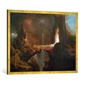 Gerahmtes Bild von Thomas Cole "Vertreibung aus dem Paradies-Mond und Feuerschein", Kunstdruck im hochwertigen handgefertigten Bilder-Rahmen, 100x70 cm, Gold raya