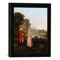 Gerahmtes Bild von Arthur William Devis Portrait of Mr. and Mrs. John Broadhurst of Foston Hall, Derbyshire, Kunstdruck im hochwertigen handgefertigten Bilder-Rahmen, 30x30 cm, Schwarz matt