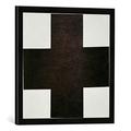 Gerahmtes Bild von Kasimir Sewerinowitsch Malewitsch Schwarzes Kreuz, Kunstdruck im hochwertigen handgefertigten Bilder-Rahmen, 50x50 cm, Schwarz matt