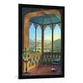 Gerahmtes Bild von Ferdinand Zschäck Schloß Callenberg: Blick aus dem Fenster des Bogensaals, Kunstdruck im hochwertigen handgefertigten Bilder-Rahmen, 60x80 cm, Schwarz matt