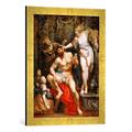 Gerahmtes Bild von Peter Paul Rubens "Herkules und Omphale", Kunstdruck im hochwertigen handgefertigten Bilder-Rahmen, 40x60 cm, Gold raya