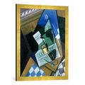 Gerahmtes Bild von Juan Gris Still Life with Water Bottle, Bottle and Fruit Dish, 1915", Kunstdruck im hochwertigen handgefertigten Bilder-Rahmen, 50x70 cm, Gold raya