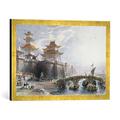 Gerahmtes Bild von Thomas nach Allom Western Gate of Peking, c.1850, Kunstdruck im hochwertigen handgefertigten Bilder-Rahmen, 60x40 cm, Gold raya