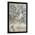 Gerahmtes Bild von Albrecht Dürer Kampf des Hl. Michael mit dem Drachen aus 'Apokalypse', 1498", Kunstdruck im hochwertigen handgefertigten Bilder-Rahmen, 60x80 cm, Schwarz matt
