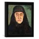 Gerahmtes Bild von Paula Modersohn-Becker Kopf einer alten Frau mit schwarzem Kopftuch, Kunstdruck im hochwertigen handgefertigten Bilder-Rahmen, 30x30 cm, Schwarz matt