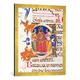 Gerahmtes Bild von 14. Jahrhundert König David Psalmist/Buchmal.14.Jh, Kunstdruck im hochwertigen handgefertigten Bilder-Rahmen, 50x70 cm, Gold raya