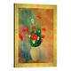 Gerahmtes Bild von Odilon Redon "Vase mit rotem Mohn", Kunstdruck im hochwertigen handgefertigten Bilder-Rahmen, 40x60 cm, Gold raya