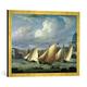 Gerahmtes Bild von English School Yachts of the Cumberland Fleet starting at Blackfriars, London, Kunstdruck im hochwertigen handgefertigten Bilder-Rahmen, 70x50 cm, Gold raya