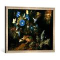 Gerahmtes Bild von Otto Marseus van Schrieck Waldboden mit blauen Winden und Kröte, Kunstdruck im hochwertigen handgefertigten Bilder-Rahmen, 70x50 cm, Silber raya
