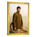 Gerahmtes Bild von Isaak Israiljewitsch Brodsky Porträt von J.W.Stalin, Kunstdruck im hochwertigen handgefertigten Bilder-Rahmen, 50x70 cm, Gold raya