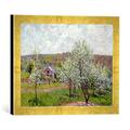 Gerahmtes Bild von Alfred Sisley Spring in the Environs of Paris, Apple Blossom, 1879", Kunstdruck im hochwertigen handgefertigten Bilder-Rahmen, 40x30 cm, Gold raya