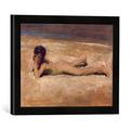 Gerahmtes Bild von John Singer Sargent A Nude Boy on a Beach, Kunstdruck im hochwertigen handgefertigten Bilder-Rahmen, 40x30 cm, Schwarz matt