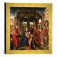 Gerahmtes Bild von Rogier van der Weyden Rogier van der Weyden, Anbetung d.Könige, Kunstdruck im hochwertigen handgefertigten Bilder-Rahmen, 30x30 cm, Gold raya