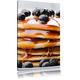 Pixxprint LFs7858_60x40 köstliche Pancakes mit Ahornsirup und Blaubeeren fertig gerahmt mit Keilrahmen Kunstdruck Kein Poster Oder Plakat auf Leinwand, 60 x 40 cm