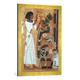 Gerahmtes Bild von 19th Dynasty Egyptian "The Fumigation of Osiris, page from the Book of the Dead of Neb-Qued, Egyptian, New Kingdom", Kunstdruck im hochwertigen handgefertigten Bilder-Rahmen, 50x70 cm, Gold raya