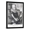 Gerahmtes Bild von Sir Anthony van Dyck "Johann Tserclaes, Count of Tilly, Field Marshal, engraved by Pieter de Jode, before 1632", Kunstdruck im hochwertigen handgefertigten Bilder-Rahmen, 60x80 cm, Schwarz matt