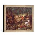 Gerahmtes Bild von Daniel Maclise "Robin Hood and his Merry Men Entertaining Richard the Lionheart in Sherwood Forest", Kunstdruck im hochwertigen handgefertigten Bilder-Rahmen, 40x30 cm, Silber raya