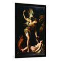 Gerahmtes Bild von Giovanni Baglione "Sacred Love and Profane Love", Kunstdruck im hochwertigen handgefertigten Bilder-Rahmen, 70x100 cm, Schwarz matt