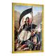 Gerahmtes Bild von Louis nach Dupre "The Greek Rebellion, the standard bearer in Salona on Easter day 1821, litho by Lemercier for 'Voyage a Athenes', written and il", Kunstdruck im hochwertigen handgefertigten Bilder-Rahmen, 70x100 cm, Gold raya