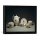 Gerahmtes Bild von 18. Jahrhundert Tee- u. Kaffeeservice/Porzellan,Wedgwood, Kunstdruck im hochwertigen handgefertigten Bilder-Rahmen, 40x30 cm, Schwarz matt