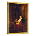 Gerahmtes Bild von Rembrandt Harmensz van Rijn "Die Prophetin Hannah im Tempel, Samuels Gebet abhörend", Kunstdruck im hochwertigen handgefertigten Bilder-Rahmen, 70x100 cm, Gold Raya