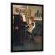 Gerahmtes Bild von Henry Stacey Marks "At the Piano", Kunstdruck im hochwertigen handgefertigten Bilder-Rahmen, 70x100 cm, Schwarz matt