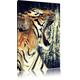 Pixxprint LFs7874_100x70 imposanter brüllender Tiger fertig gerahmt mit Keilrahmen Kunstdruck kein Poster oder Plakat auf Leinwand, 100 x 70 cm