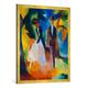 Gerahmtes Bild von August Macke "Leute am blauen See", Kunstdruck im hochwertigen handgefertigten Bilder-Rahmen, 70x100 cm, Gold Raya