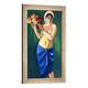 Gerahmtes Bild von August Macke Frau, eine Blumenschale tragend, Kunstdruck im hochwertigen handgefertigten Bilder-Rahmen, 40x60 cm, Silber Raya