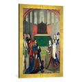Gerahmtes Bild von Meister der Ursula-Legende "Gebet der Eltern der heiligeUrsula", Kunstdruck im hochwertigen handgefertigten Bilder-Rahmen, 50x70 cm, Gold Raya