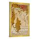 Gerahmtes Bild von Alfons Mucha "Plakat für die XV. Ausstellung des Salon des Cent 1896", Kunstdruck im hochwertigen handgefertigten Bilder-Rahmen, 70x100 cm, Gold Raya
