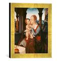 Gerahmtes Bild von Quinten Massys Maria mit dem Kinde, Kunstdruck im hochwertigen handgefertigten Bilder-Rahmen, 30x30 cm, Gold Raya