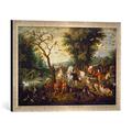 Gerahmtes Bild von Jan Brueghel der Ältere Noah führt die Tiere in die Arche, Kunstdruck im hochwertigen handgefertigten Bilder-Rahmen, 60x40 cm, Silber Raya