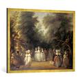 Gerahmtes Bild von George Frost "Damen bei der Promenade im St.James's Park London", Kunstdruck im hochwertigen handgefertigten Bilder-Rahmen, 100x70 cm, Gold Raya
