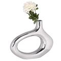 Wohnling Deko Vase groß OMEGA L Aluminium modern mit 1 Öffnung, Hohe Alu Blumenvase handgefertigt, Große Dekovase für Blumen silber