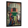 Gerahmtes Bild von Meister der Ursula-Legende "Gebet der Eltern der heiligeUrsula", Kunstdruck im hochwertigen handgefertigten Bilder-Rahmen, 70x100 cm, Schwarz matt
