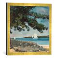 Gerahmtes Bild von Winslow Homer Nassau: Wasser und Segelboot, Kunstdruck im hochwertigen handgefertigten Bilder-Rahmen, 50x50 cm, Gold Raya