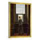 Gerahmtes Bild von Caspar David Friedrich "Frau am Fenster", Kunstdruck im hochwertigen handgefertigten Bilder-Rahmen, 70x100 cm, Gold Raya