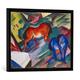 Gerahmtes Bild von Franz Marc Rotes und blaues Pferd, Kunstdruck im hochwertigen handgefertigten Bilder-Rahmen, 70x50 cm, Schwarz matt