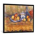 Gerahmtes Bild von Paul Cézanne "Stilleben mit blauer Flasche und Zuckerdose", Kunstdruck im hochwertigen handgefertigten Bilder-Rahmen, 100x70 cm, Schwarz matt