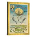 Gerahmtes Bild von Anonymous "L'Aerocycle Rotateur, Werbeplakat für eine Heißluftballonfahrt mit dem Fahrrad. Gedruckt bei Ch. Levy, Paris", Kunstdruck im hochwertigen handgefertigten Bilder-Rahmen, 50x70 cm, Gold Raya